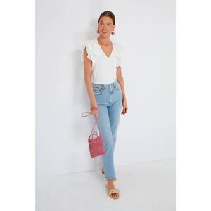 POMANDER PLACE White Flutter Sleeve Top Large